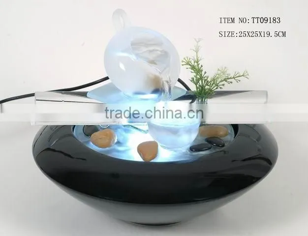 Poetic mini table water fountain with LED light for home decoration