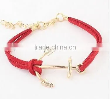 bracelet women 2017 leather bracelet anchor bracelet