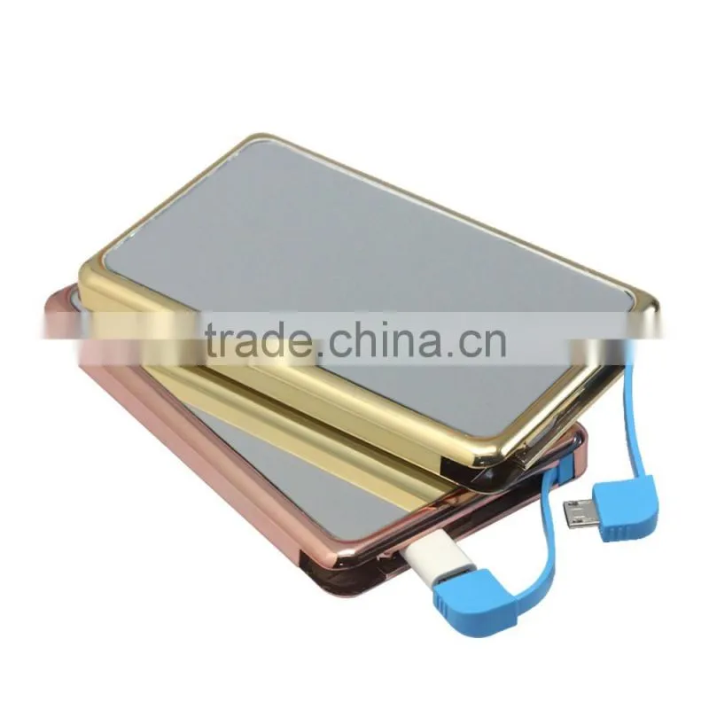 USB Universal Portable Mirror Mobile power bank with charger cable