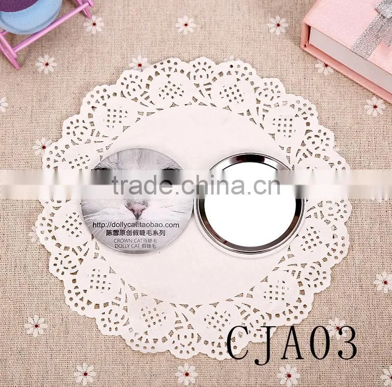 CJA01-OEM Makeup Pocket Plastic hand round mirror