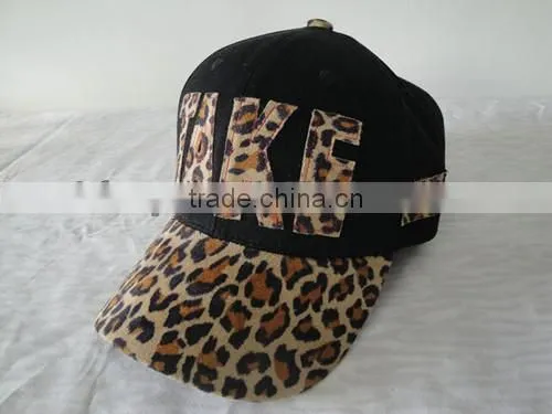 2013 Fashion Custom applique leopard baseball cap / baseball cap 6 panels