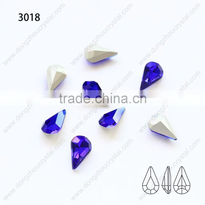 New design high quality point back decorative colored water drop crystal rhinestone glass stone