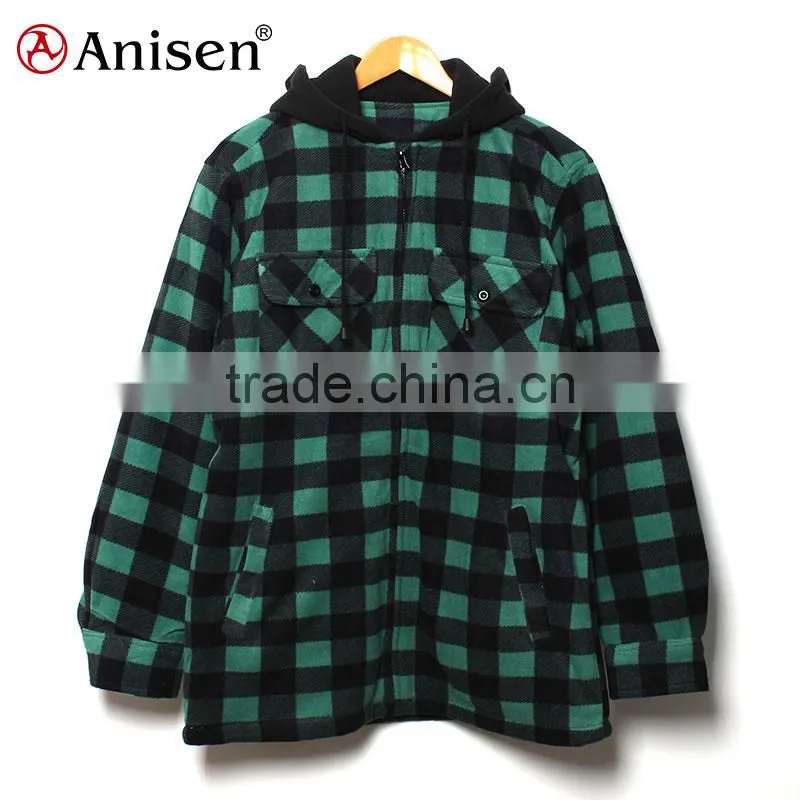 promotional cheap price stock men fleece plaids jacket