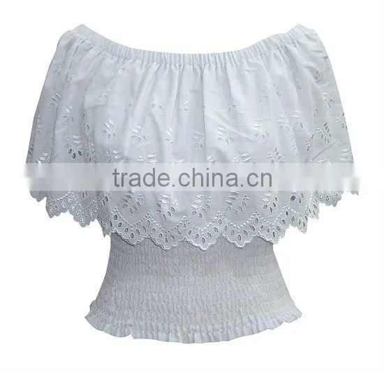 Pleat Fashion Clothing with Embroidery Cutwork