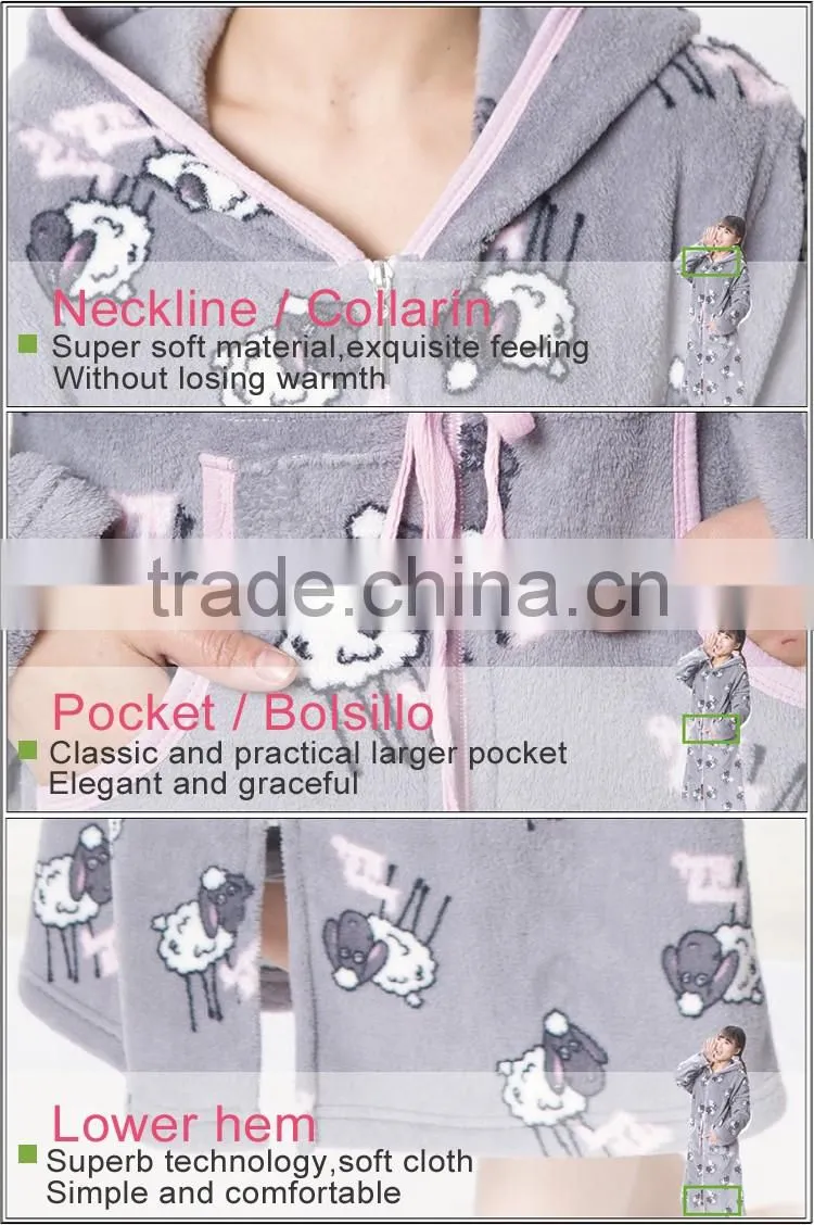 china manufacturer 100% polyester bath robe for women sleepwear