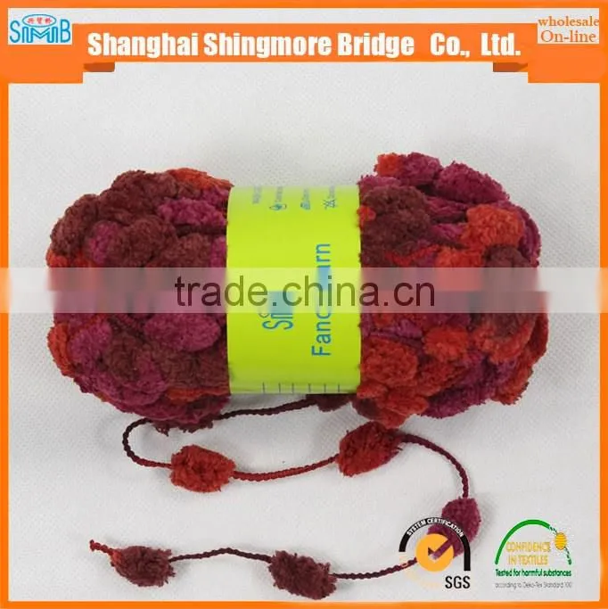 China fancy yarn factory hot wholesale 2016 new fashion yarn pompom yarn for knitting