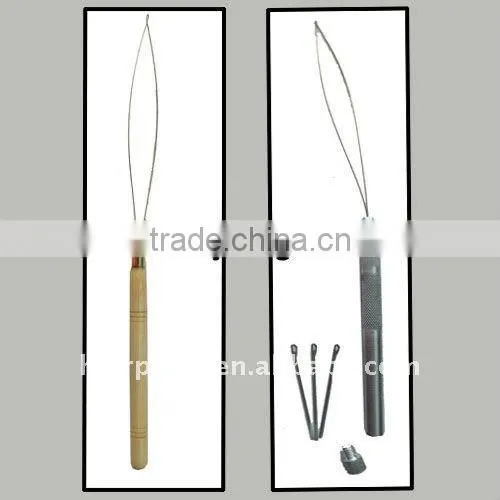 wood hair loop pulling needle, hair extension pulling needle