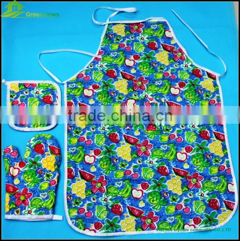 Wholesale Cotton Kids Cooking Apron Set kitchen sets Apron Oven mitt Pot holder