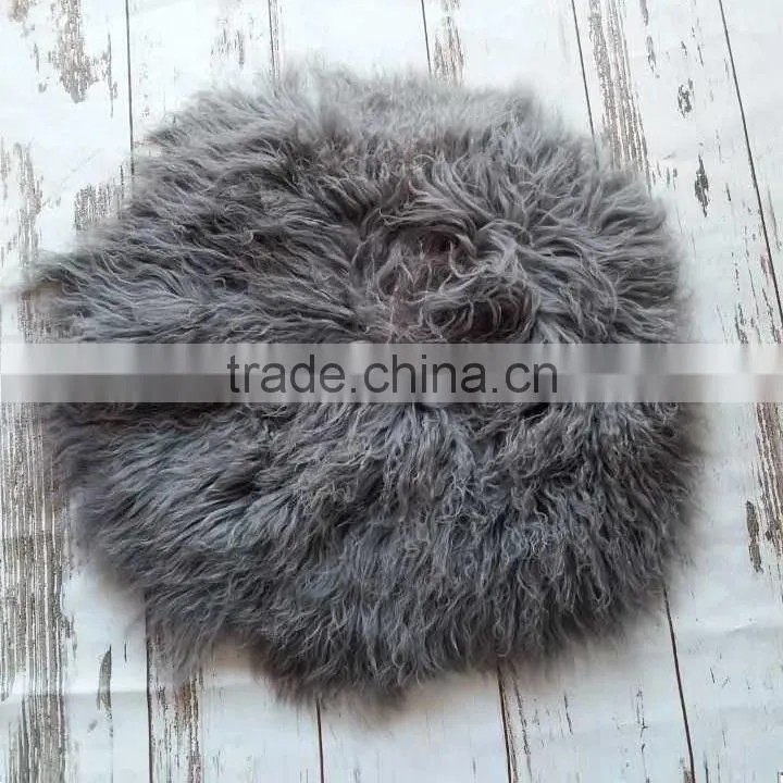 Newborn wool ruffle blanket Flokati baby fur round rug backdrop Newborn photography props Baby basket stuffer background