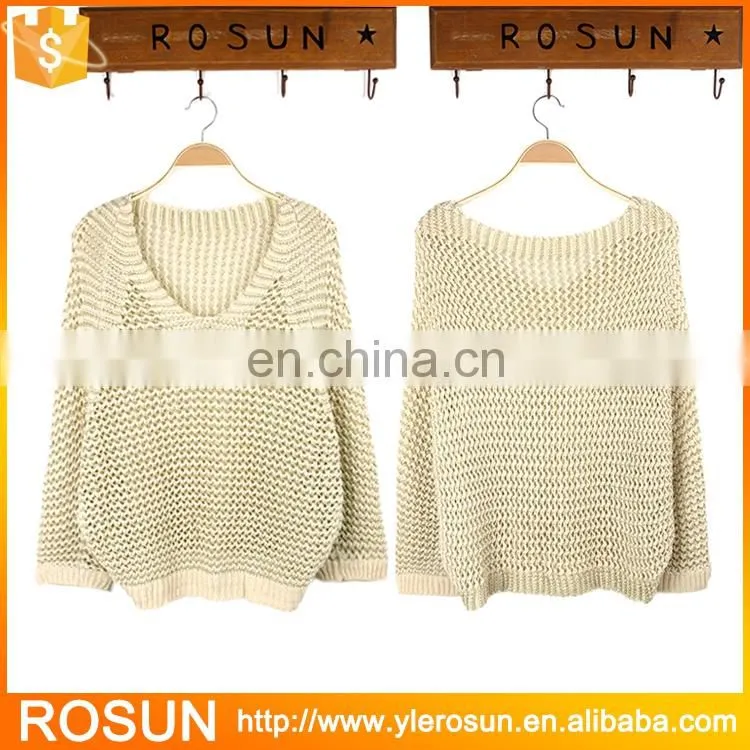 Ladies crocheted long sleeve pullover cable knit sweater