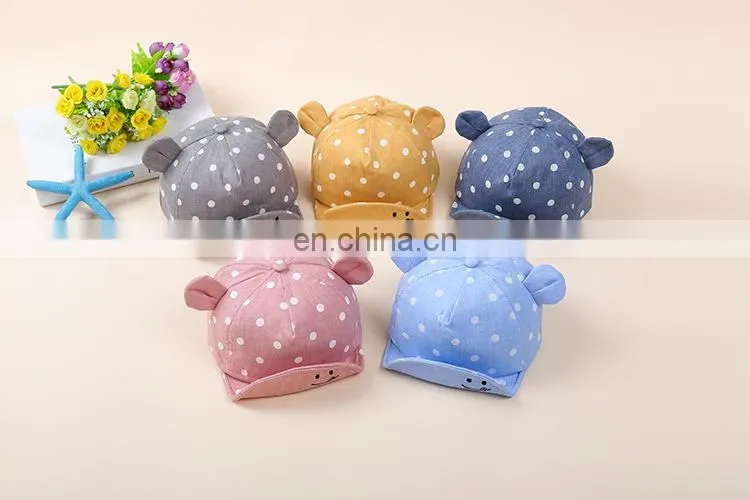 New fashion design flanging cap cotton dot ear baby hats&caps