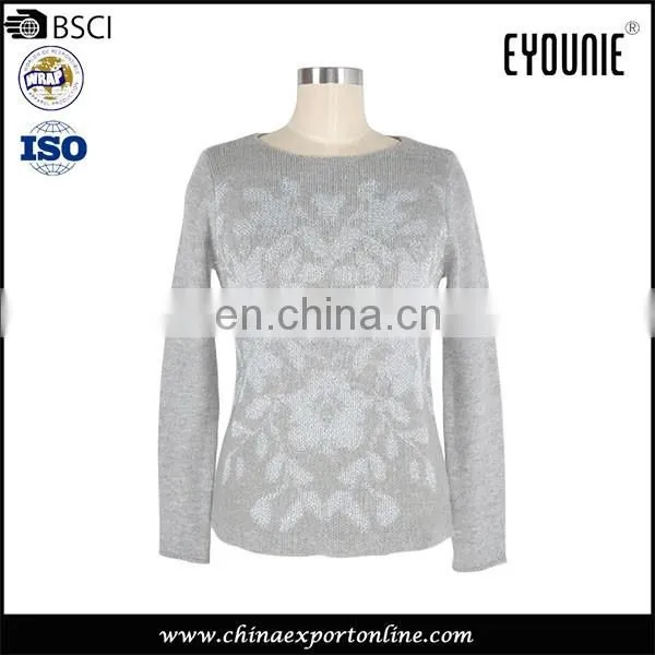 2016 Comfortable V-Neck Casual Cotton Soft Knit Womens Sweaters Mix Metal Yarn Ladies Garment
