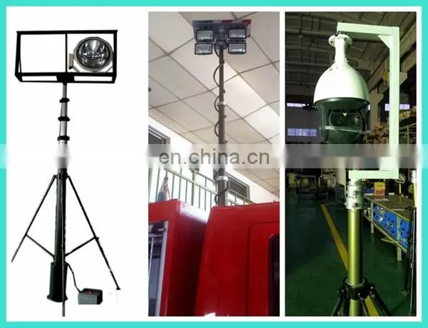 vehicle internal or external mounted telescopic lighting mast tower