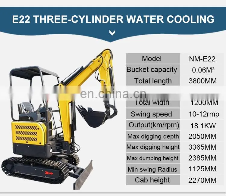 2.2 ton mini crawler excavator with steel track or rubber for sale cheap price