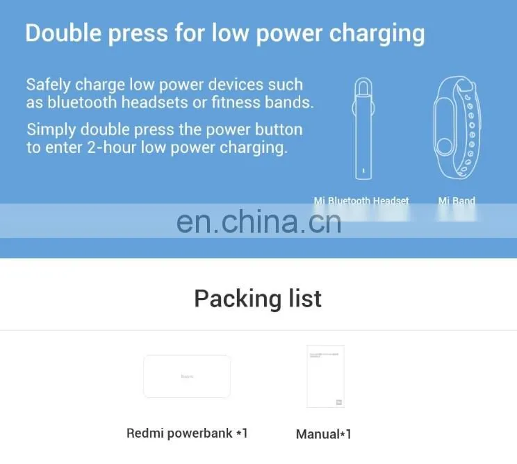 Wholesale Original Xiaomi Redmi 10000mAh Dual USB Input Output Charger Portable Power Bank