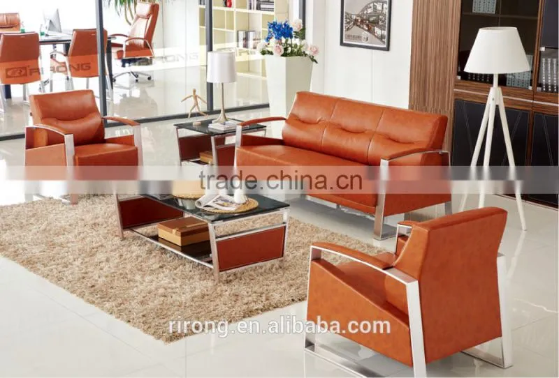 Luxury furniture brown leather reception sofa CEO office sofa RR-8073