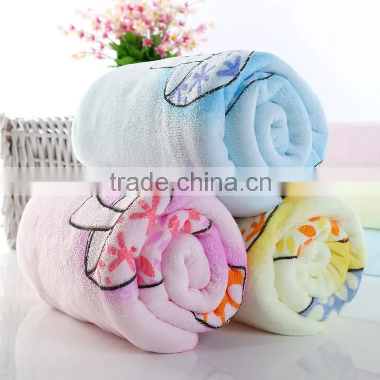 2015 new style quick dry super soft cartoon mushroom design cotton baby bath towel