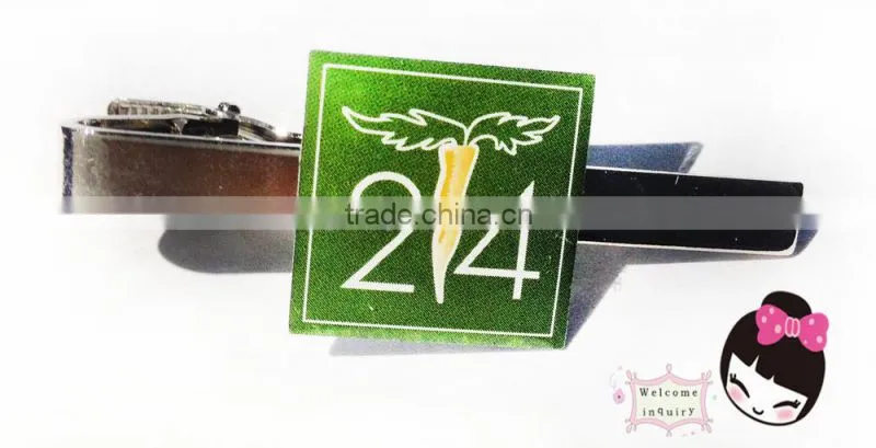 Custom metal lapel pin tie clip 214 offset printing green