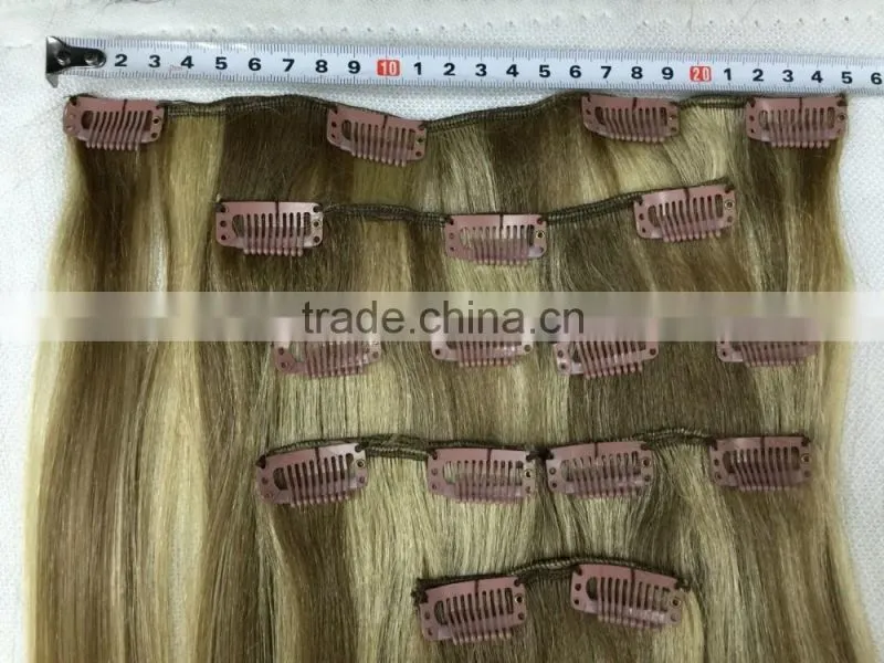 The Look Gold 22 Synthetic hair weave with clips,7pcs clips on 18" weave,17clips/100g/pcs ,color P18-22