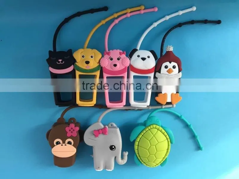 20ml 30ml animal silicone hand sanitizer holder in monkey shape,cute mini shampoo bottle with silicone case