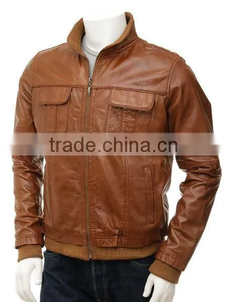 black distressed mens biker style leather jacket faded seam