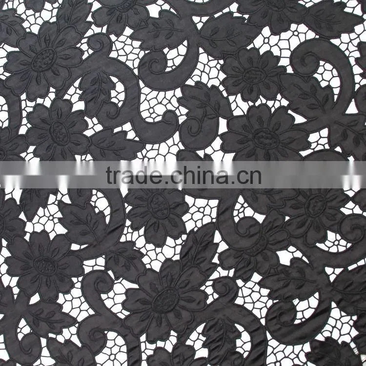 Factory direct sale water soluble chemical printing 100%polyester guipure lace design embroidery