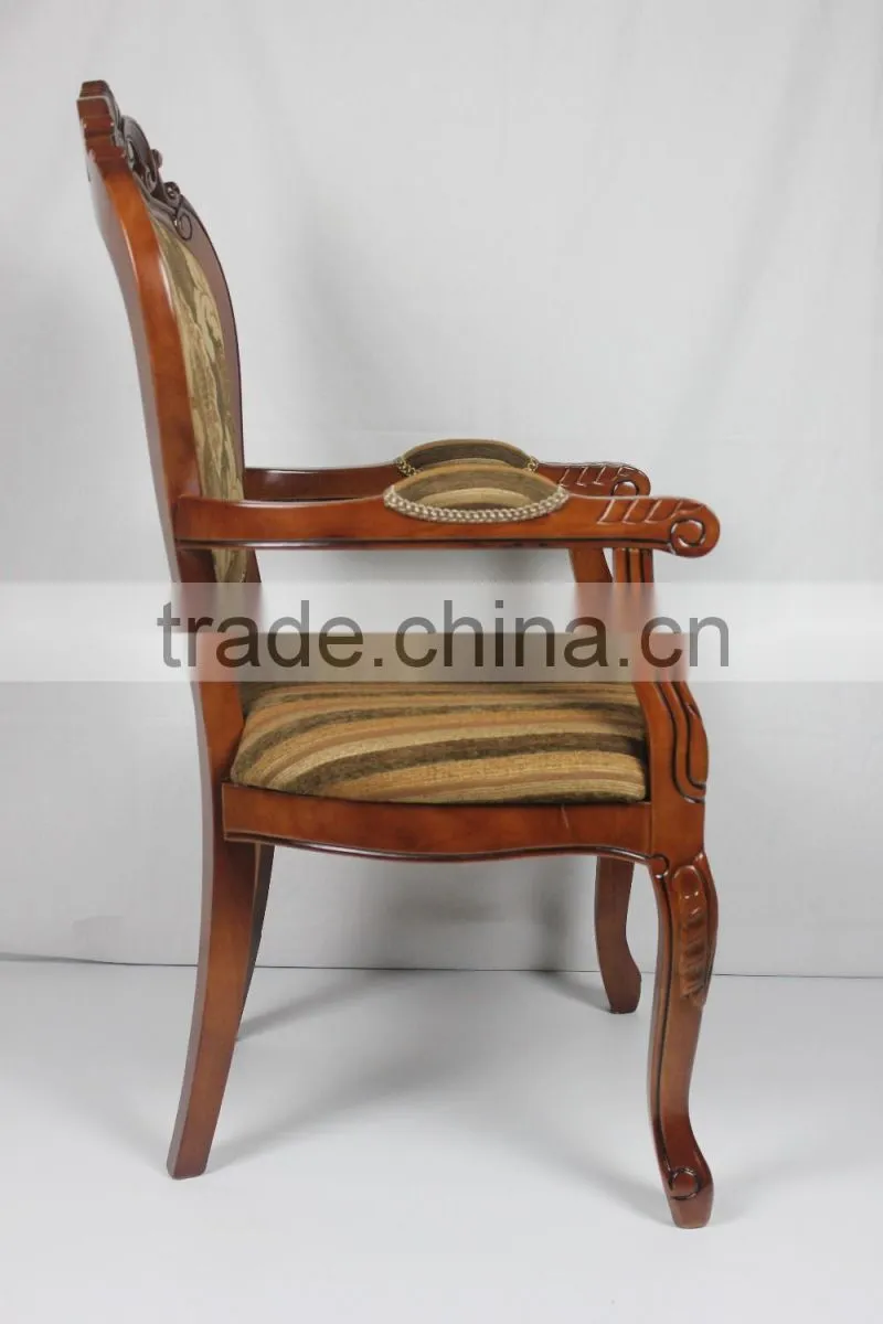 Factory manufacturer hand carved comfortable backrest dining French antique wooden chair pictures in hotel reception
