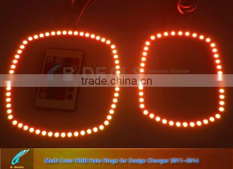 RGB Multi-Color LED Angel Eyes Halo Rings Kit For 2011-2014 Dodge Charger with Remote