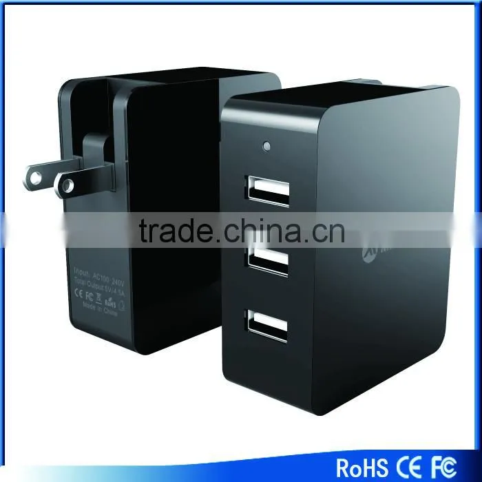 CE RoHS FCC Qualcomm certified 3 usb quick wall charger with quick charge 2.0 wholesale