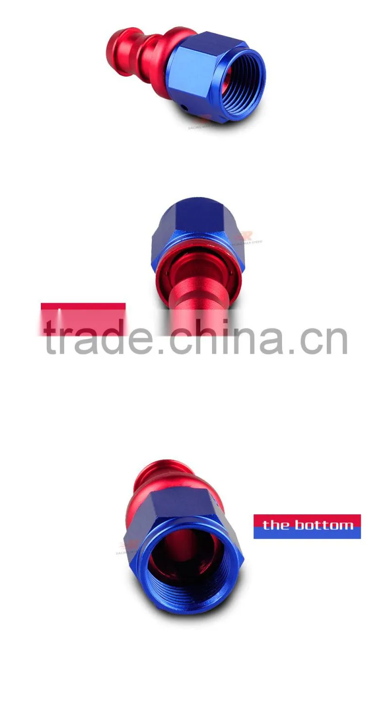Aluminum oil cooler hose fitting Straight push on fitting hose end blue and red 10-001-10