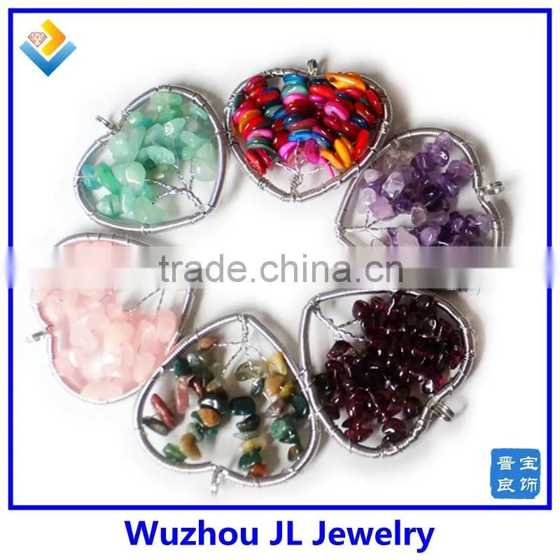 Latest Crystal Fashion crystal stone tree of life charmstree of life pendant necklace