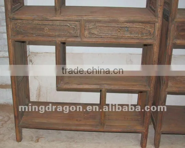 Chinese antique furniture elm wood bookshelf