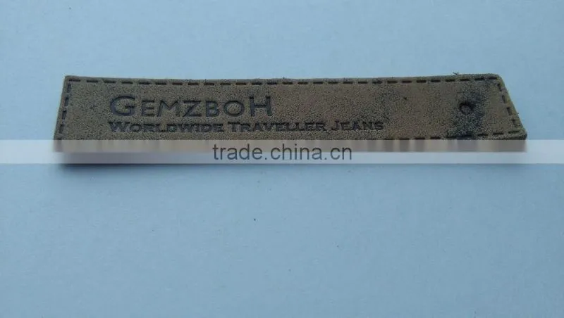 custom good quality leather embossing patch for clothing