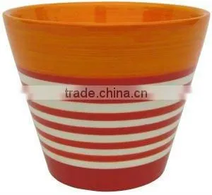 Blue stripe ceramic flowerpot