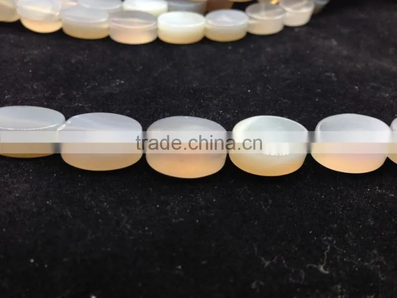 WholeSale high quality Price polish double flat shape Grey agate oval loose beads for jewelry making
