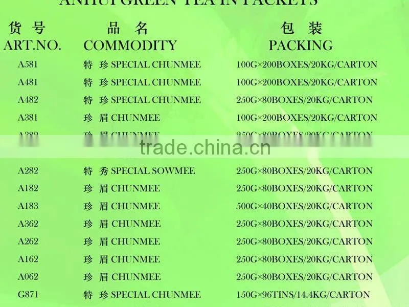 China Green Tea Special Chunmee 9371AAAA for African market