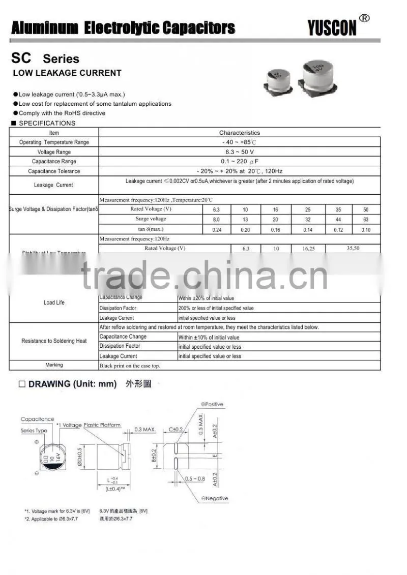 Surface mount type aluminum electrolytic capacitors manufacturer