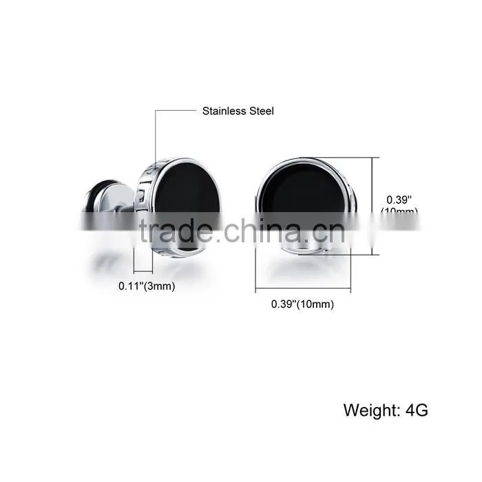 stainless steel man fashion design round shaped earrings