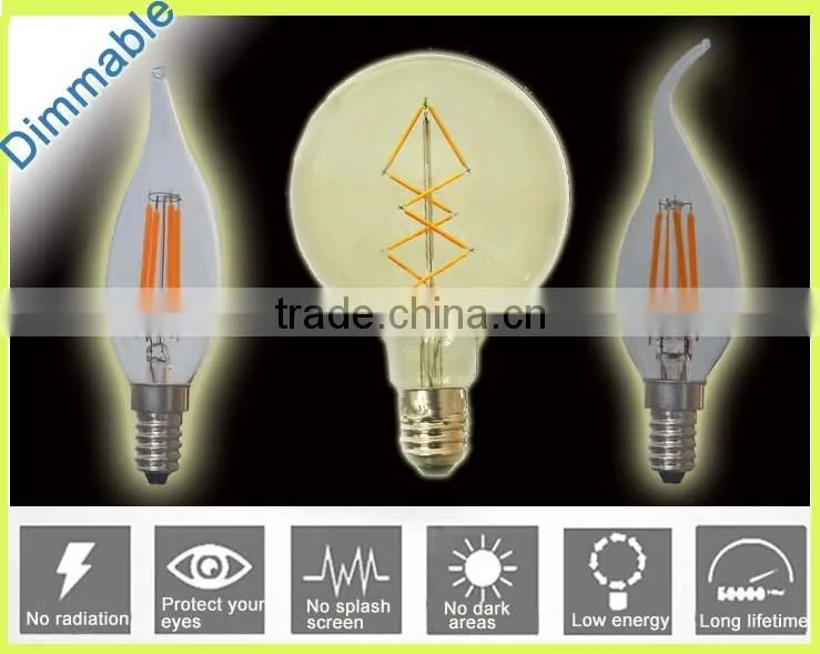 Dimmable 2W 4W 8W E14 E27 B22 Filament LED Bulb