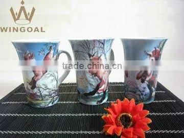 porcelain mug with decal,porceain mug with handle, porcelain mug