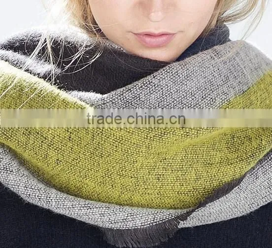 Stripe Infinity Scarf - Cotton Jersey Knit - Wide Stripe Scarf, Blanket Scarf, Oversized Plaid Tartan Pashmina