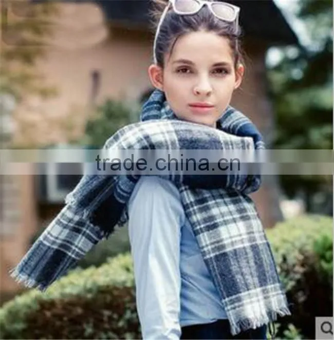 Newest acrylic plaid big gray plaid black and white scarf warm scarves