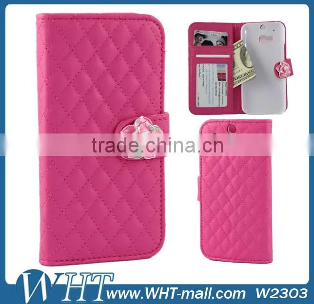 Factory Price Bling Bling Diamond Leather Cover for HTC One 2 M8, for HTC One 2 M8 Mobile Phone Case