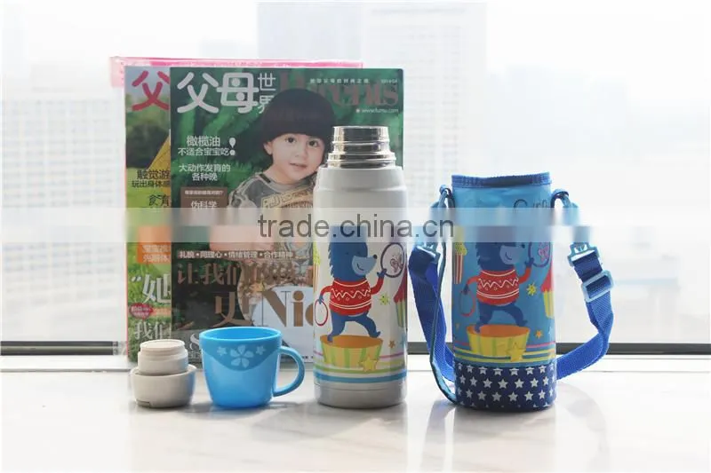 High quality double wall stainless steel Children vacuum flask with 2 cups