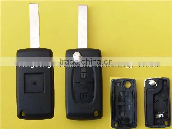 2 button flip remote key fob case shell for Peugeot 407 CE0536