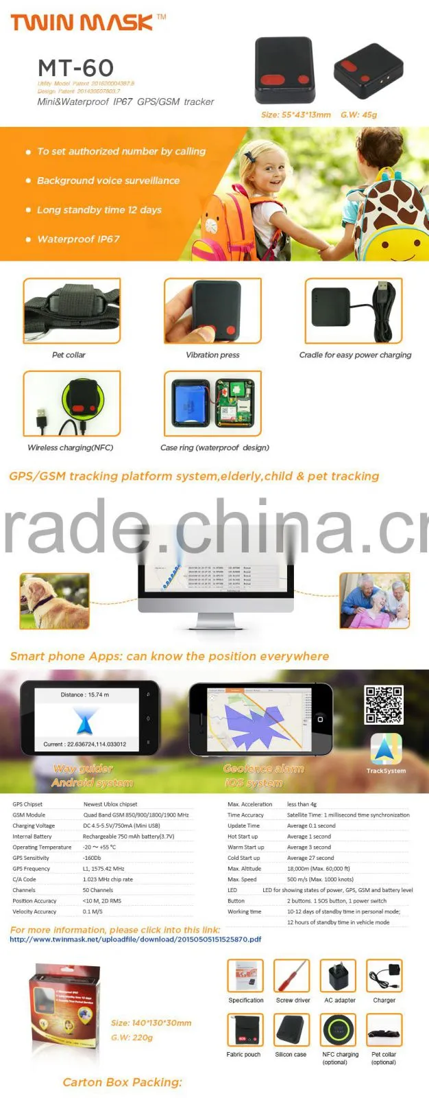 security guard GPS tracking device,MT-60,waterproof