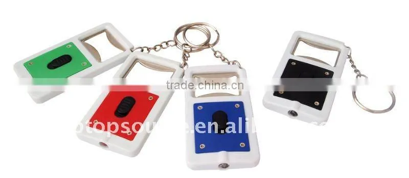 keychain light with bottle opener and tape measure