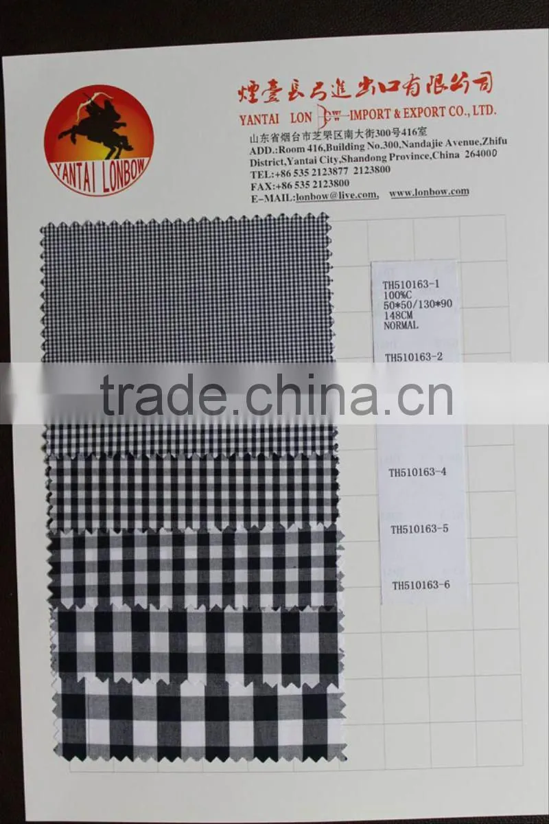 hot selling 100%cotton check shirts fabric