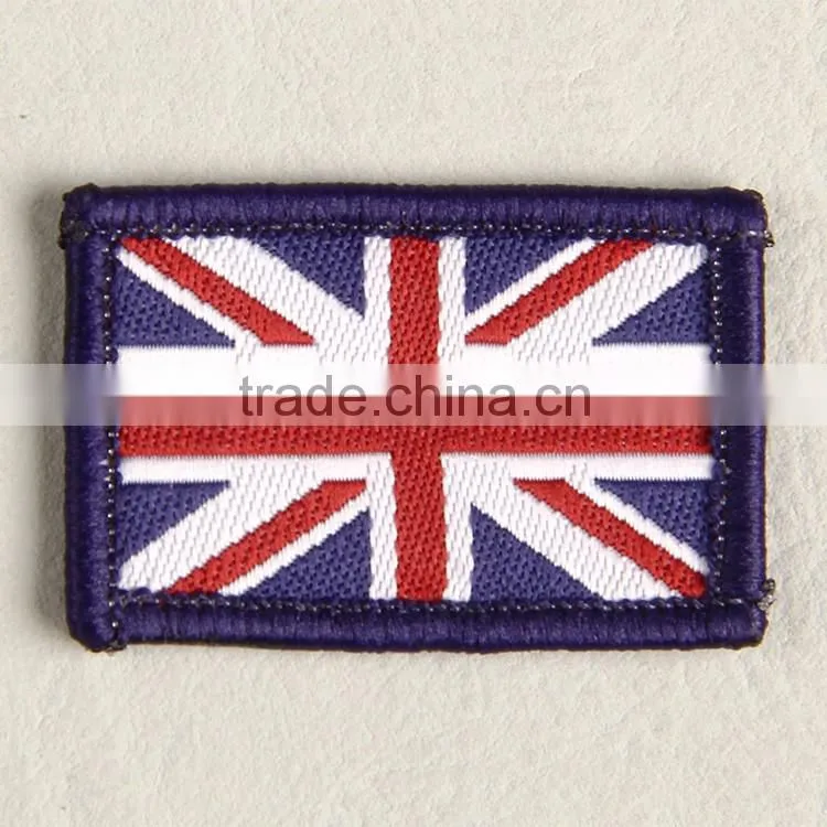 China recognized supplier customs woven arm badge with flag shaped for special working uniform