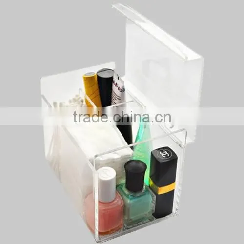 handmade high clear rectangle storage small acrylic box/acrylic cosmetic box/clear acrylic box with dividers with lid
